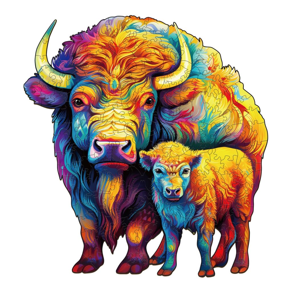 Wooden Jigsaw Puzzle-American Bison Family 66d280723217d