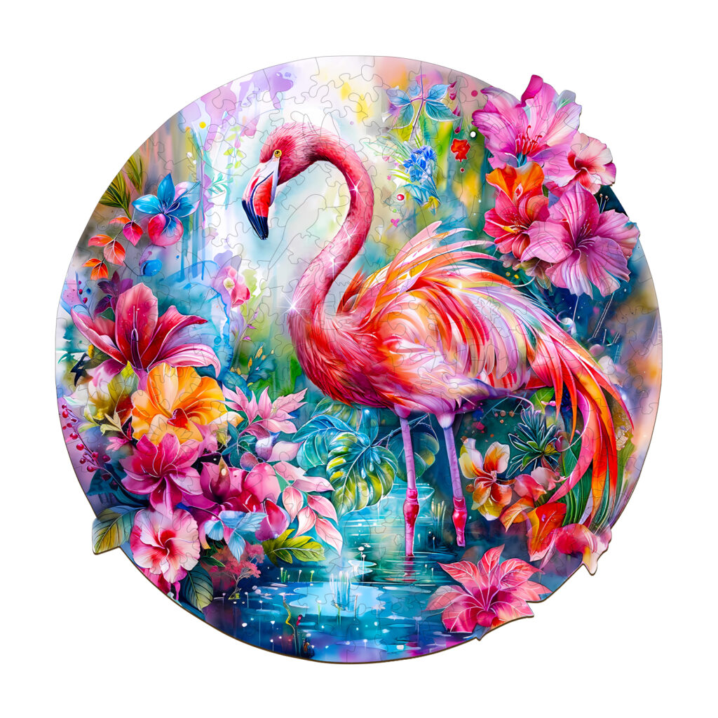 Wooden Jigsaw Puzzle – Charming flamingo 66d38ce06f610