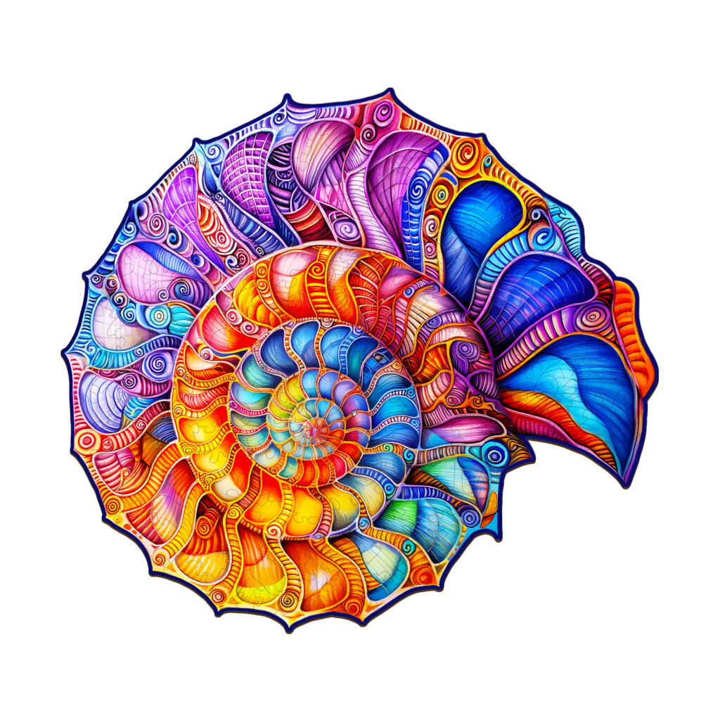 Wooden Jigsaw Puzzle – Colorful Nautilus 66cef0785de1b