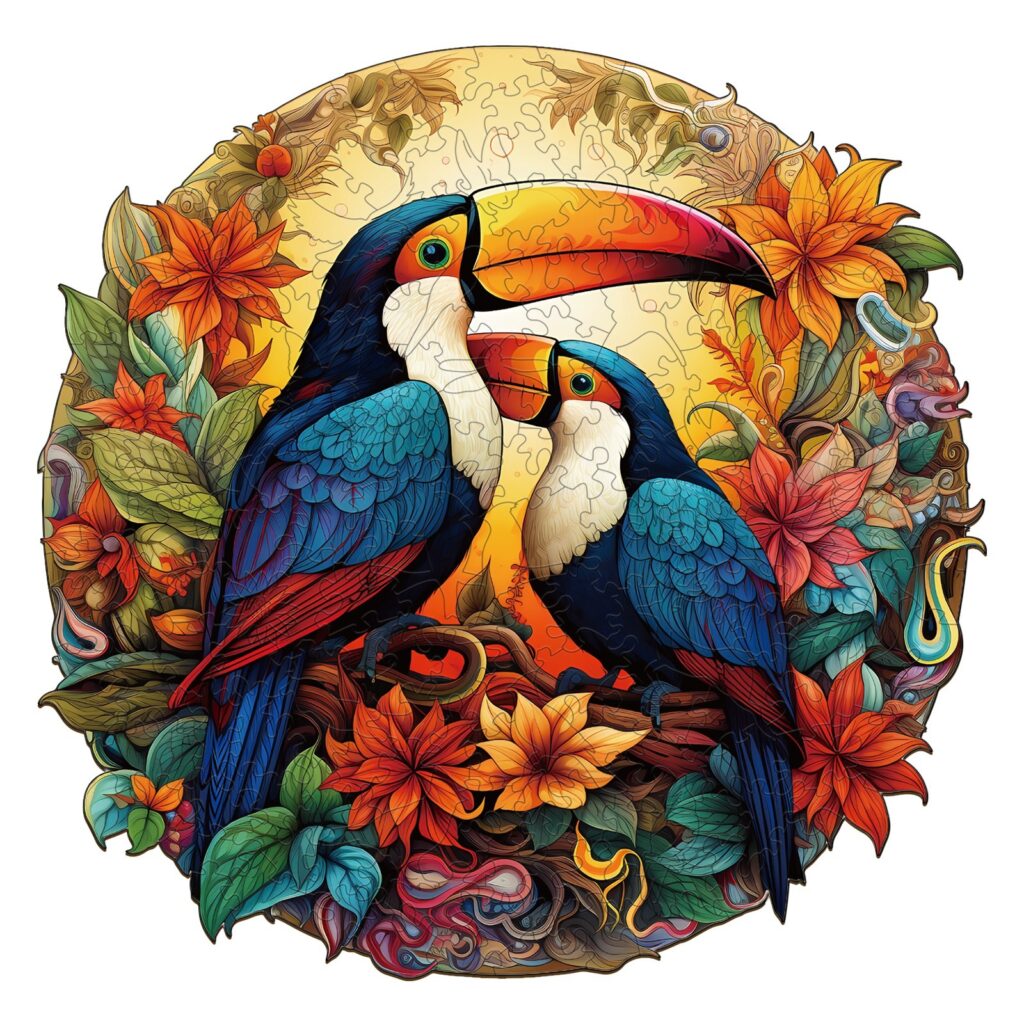 Wooden Jigsaw Puzzle-Colorful Toucans 66cfe22f897b9
