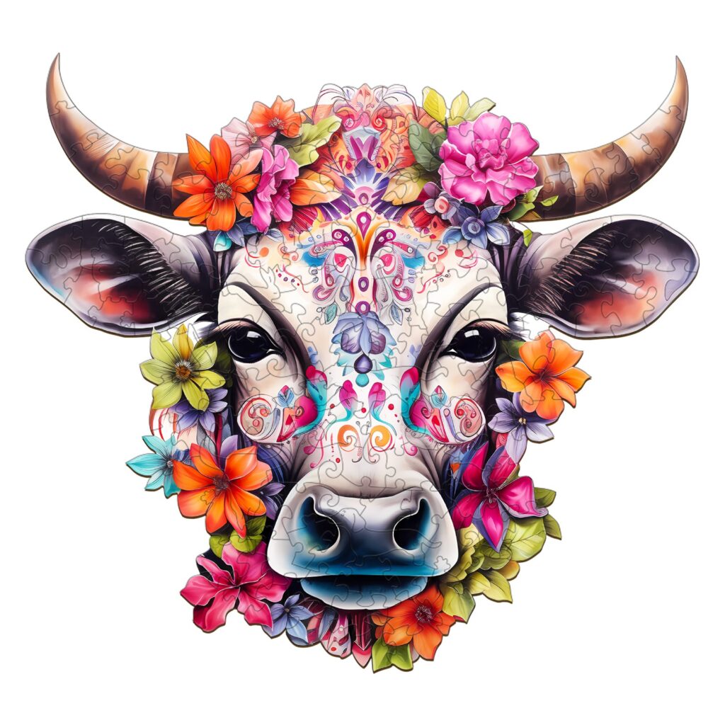 Wooden Jigsaw Puzzle – Flower and Cow 66d3826537e88