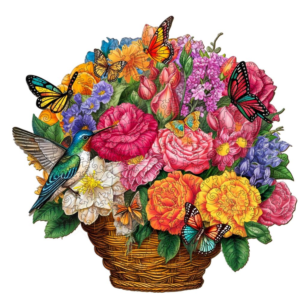 Wooden Jigsaw Puzzle-Flower Basket 66d32fde2b9cc