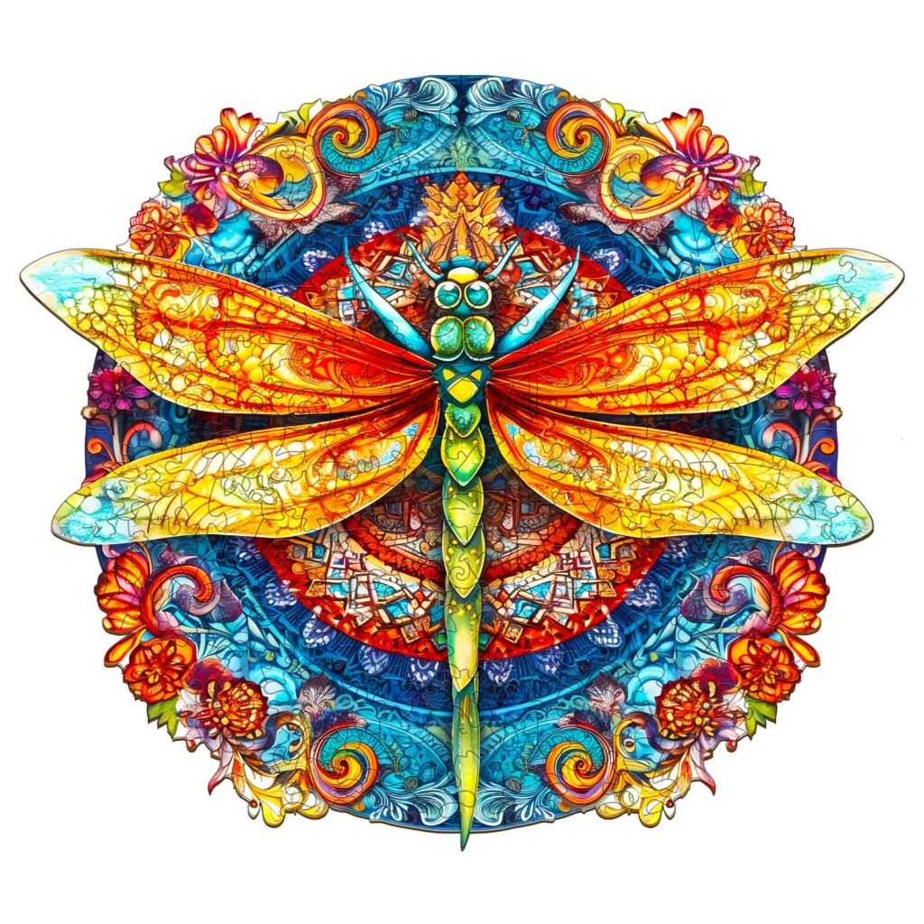 Wooden Jigsaw Puzzle-MANDALA DRAGONFLY 66cf14341ffb5