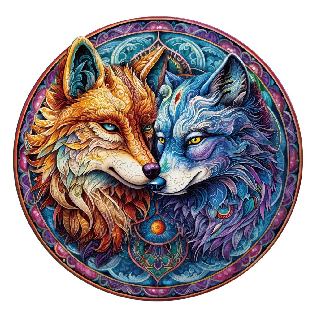 Wooden Jigsaw Puzzle-MANDALA YIN YANG WOLF 2 66d3ab85ebbb0