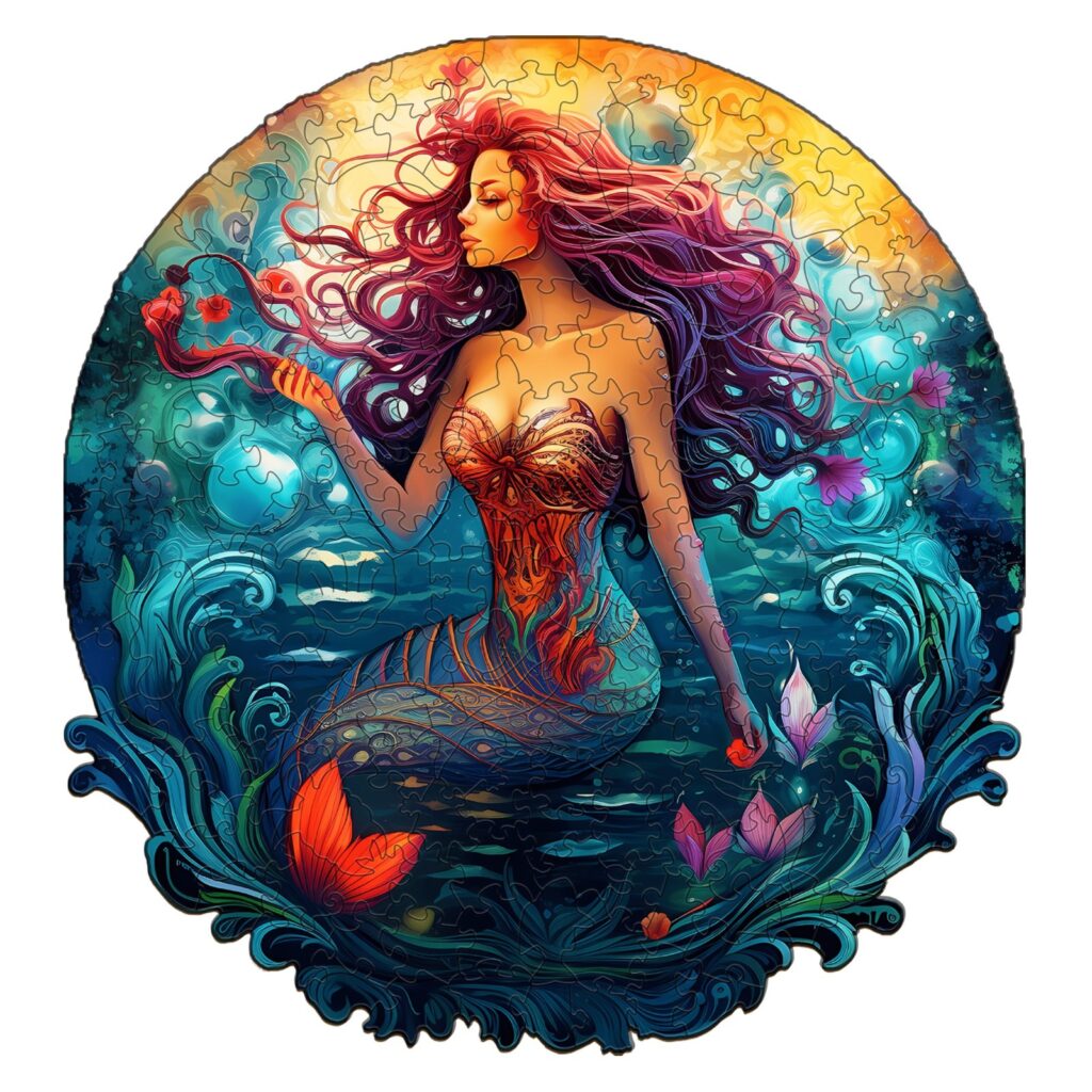 Wooden Jigsaw Puzzle- Mermaid Aqua Woman 66d02a4bd018d