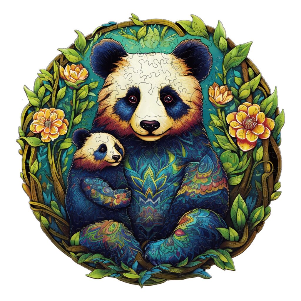 Wooden Jigsaw Puzzle-Panda Family 2 66d26bd64db15