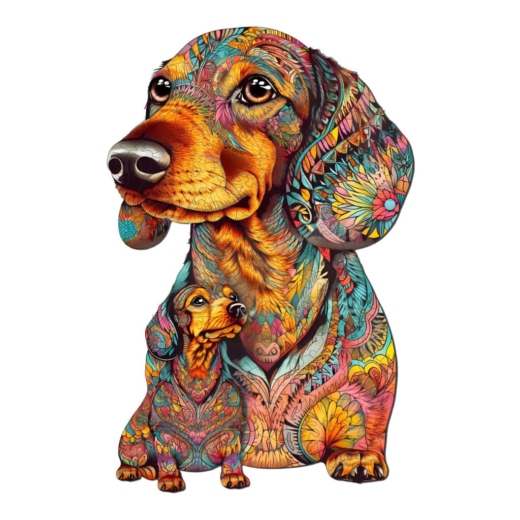 Wooden Jigsaw Puzzle-Parent-Child Dachshund 66d242aa56b39