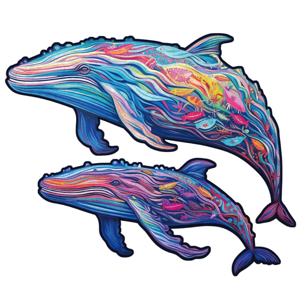 Wooden Jigsaw Puzzle-Parent-child Whale 66cf7b1d36acd