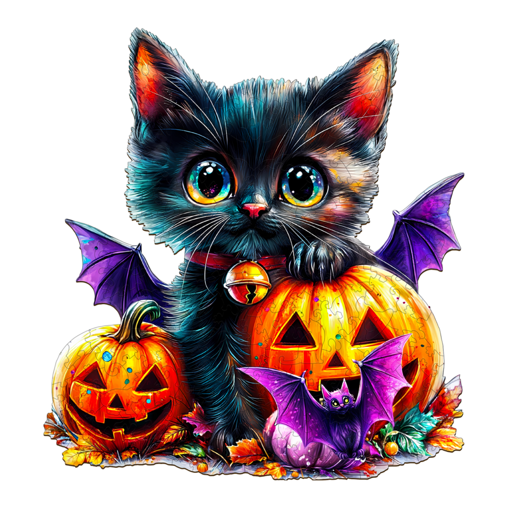 Wooden Jigsaw Puzzle-Pumpkin and Cat 66d2be6ca28b8