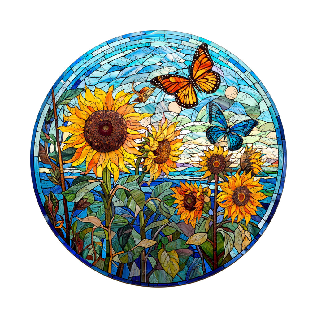 Wooden Jigsaw Puzzle – Stained Glass Sunflower 66d2e79a51f60