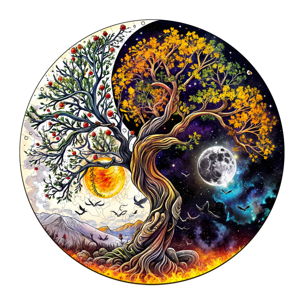 Wooden Jigsaw Puzzle-Sun and Moon Tree of Life 66cf70ba1f8ed