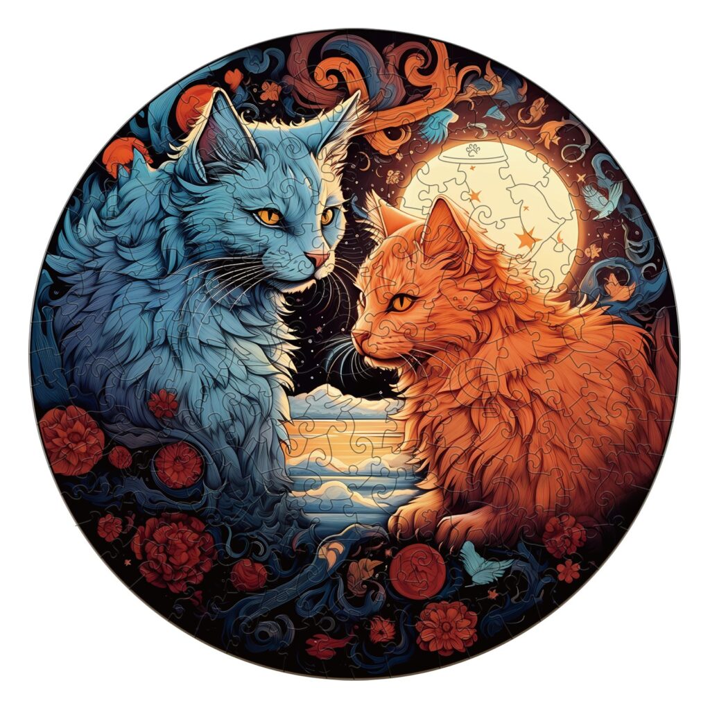 Wooden Jigsaw Puzzle-YIN YANG CAT-1 66d22e13bd01c