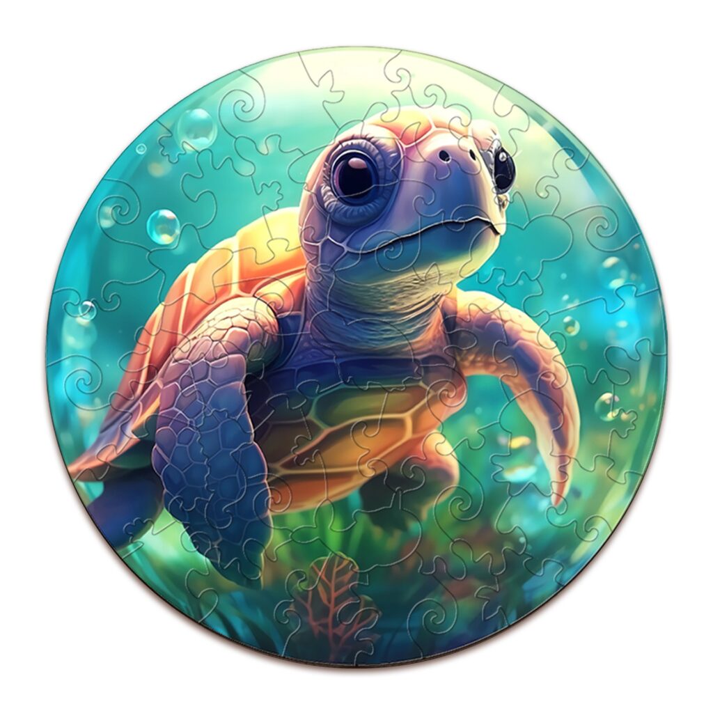Children Wooden Jigsaw Puzzle-Cute Sea Turtle 66dac729d875f
