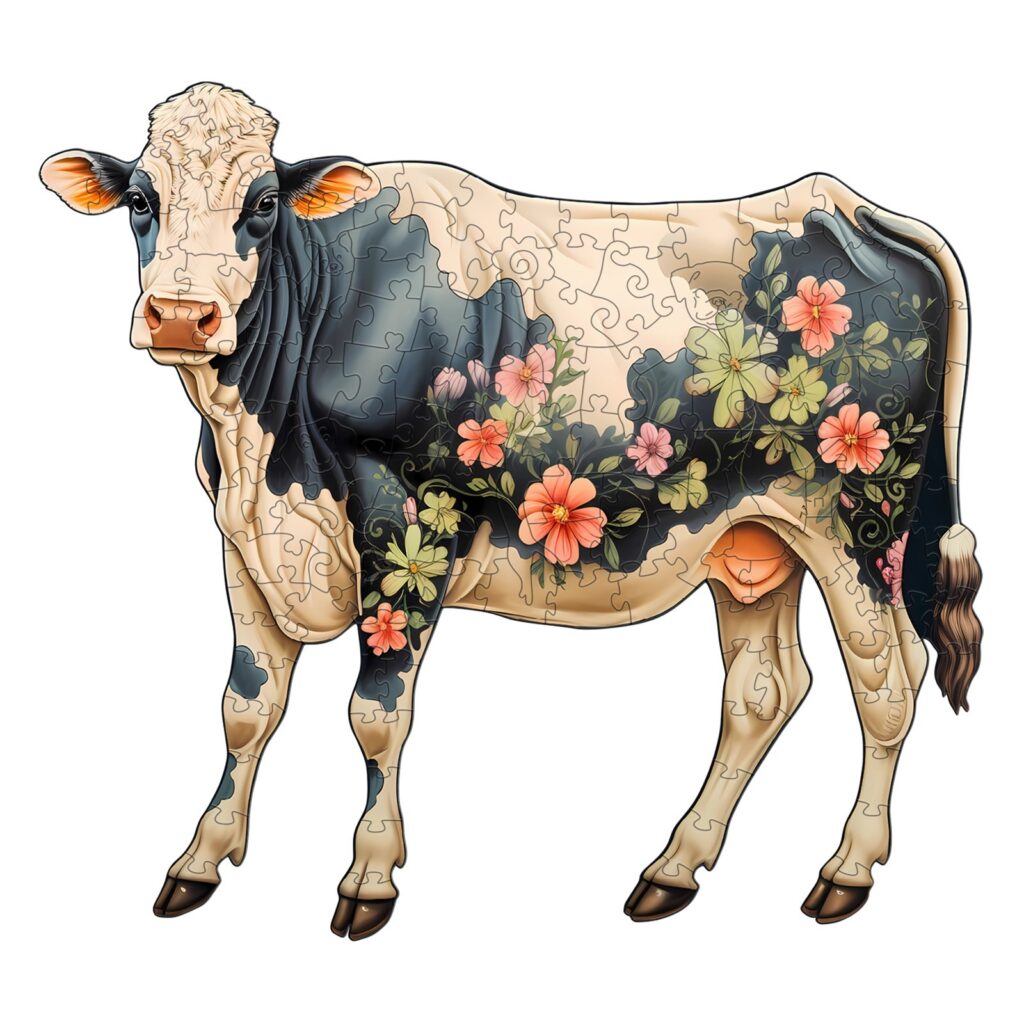 Wooden Jigsaw Puzzle-Black and White Dairy Cattle 66d687ab8ef87