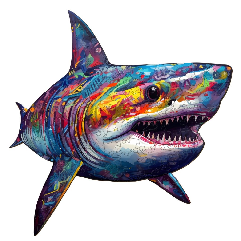 Wooden Jigsaw Puzzle-Colored Shark 66daa841ab1f8