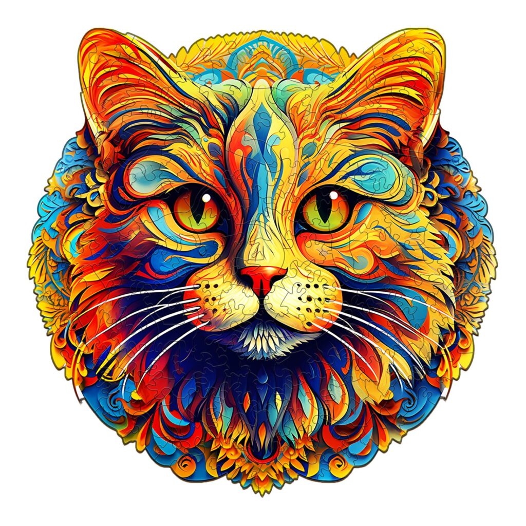 Wooden Jigsaw Puzzle – Colorful Cat 66d616aa830a1