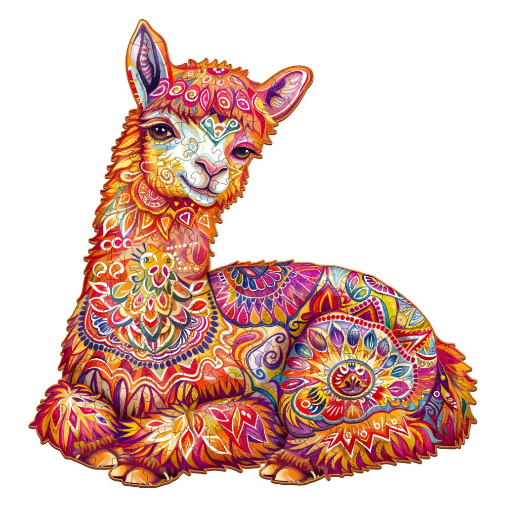 Wooden Jigsaw Puzzle – Elegant llama 66dca19eac3c8