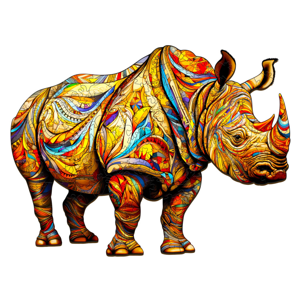 Wooden Jigsaw Puzzle – Fierce Rhinoceros 66eead8ce69a9