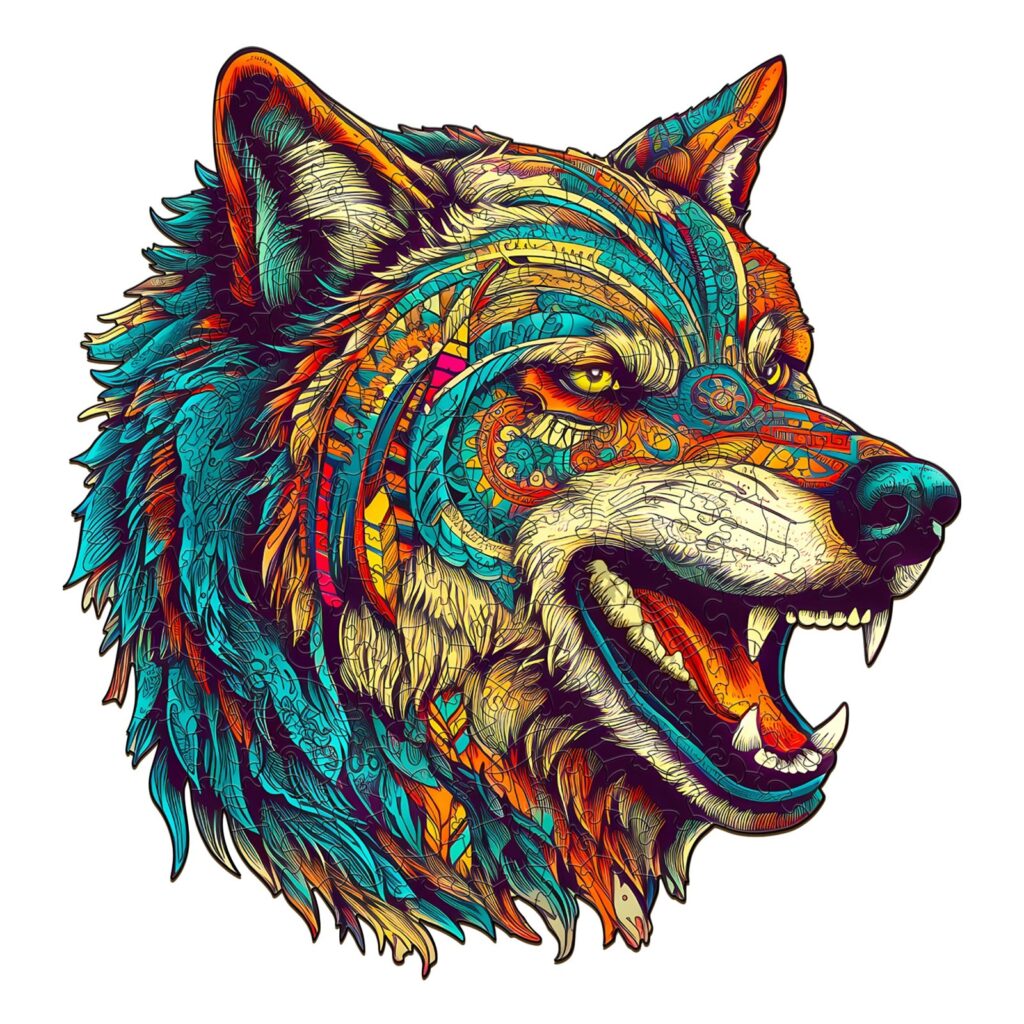 Wooden Jigsaw Puzzle-Fierce Wolf 66da0d9bb2982