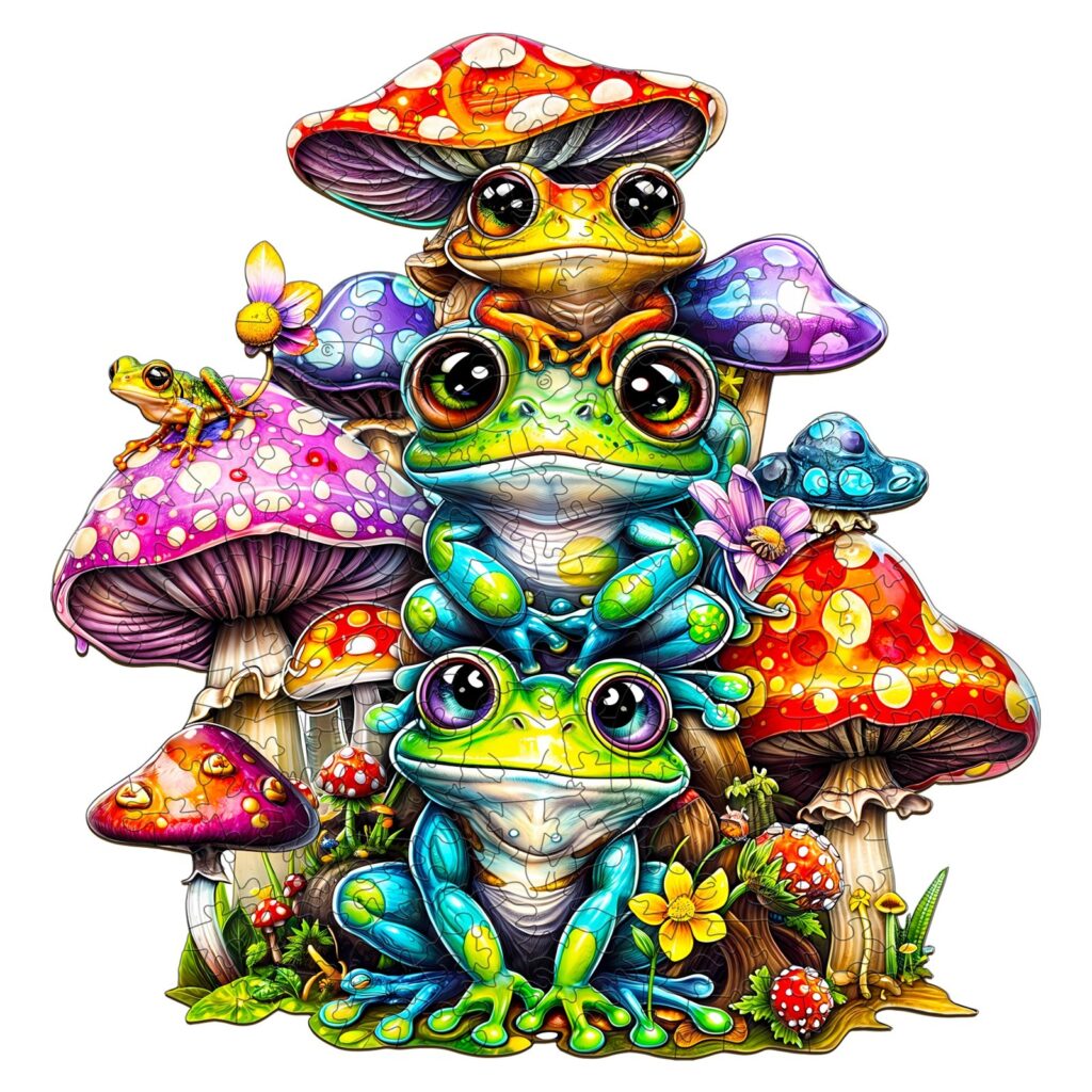 Wooden Jigsaw Puzzle-Frog Family 66d5b965b8e99