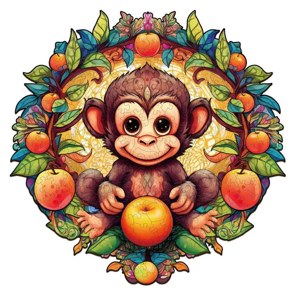 Wooden Jigsaw Puzzle-Happy Monkey 66ef29715938f