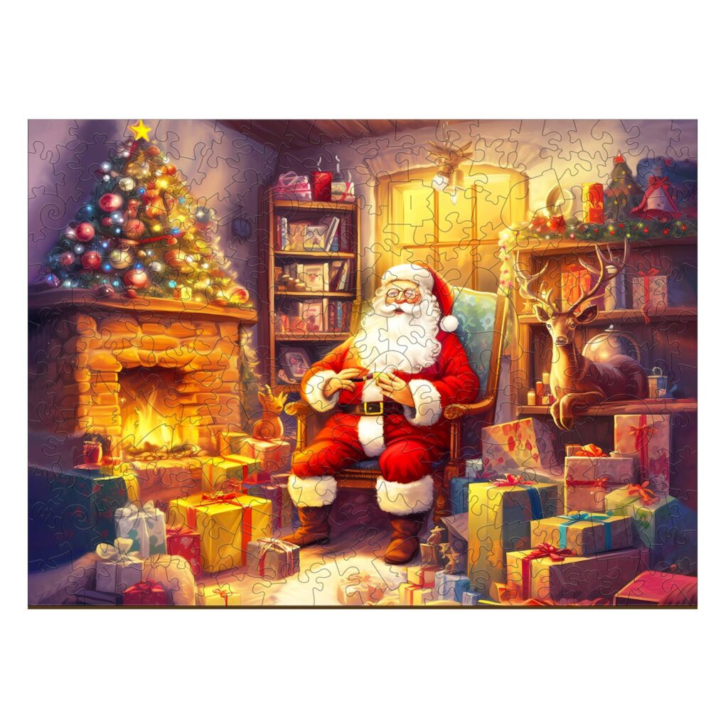 Wooden Jigsaw Puzzle-Jolly Santa Claus 66d91610ec1f0