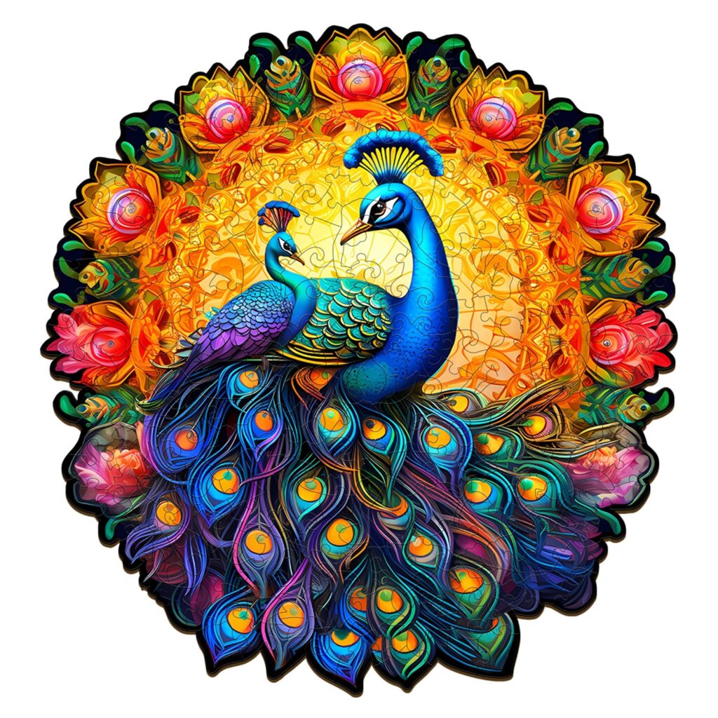 Wooden Jigsaw Puzzle-Peacock Family 66d46fa11079d