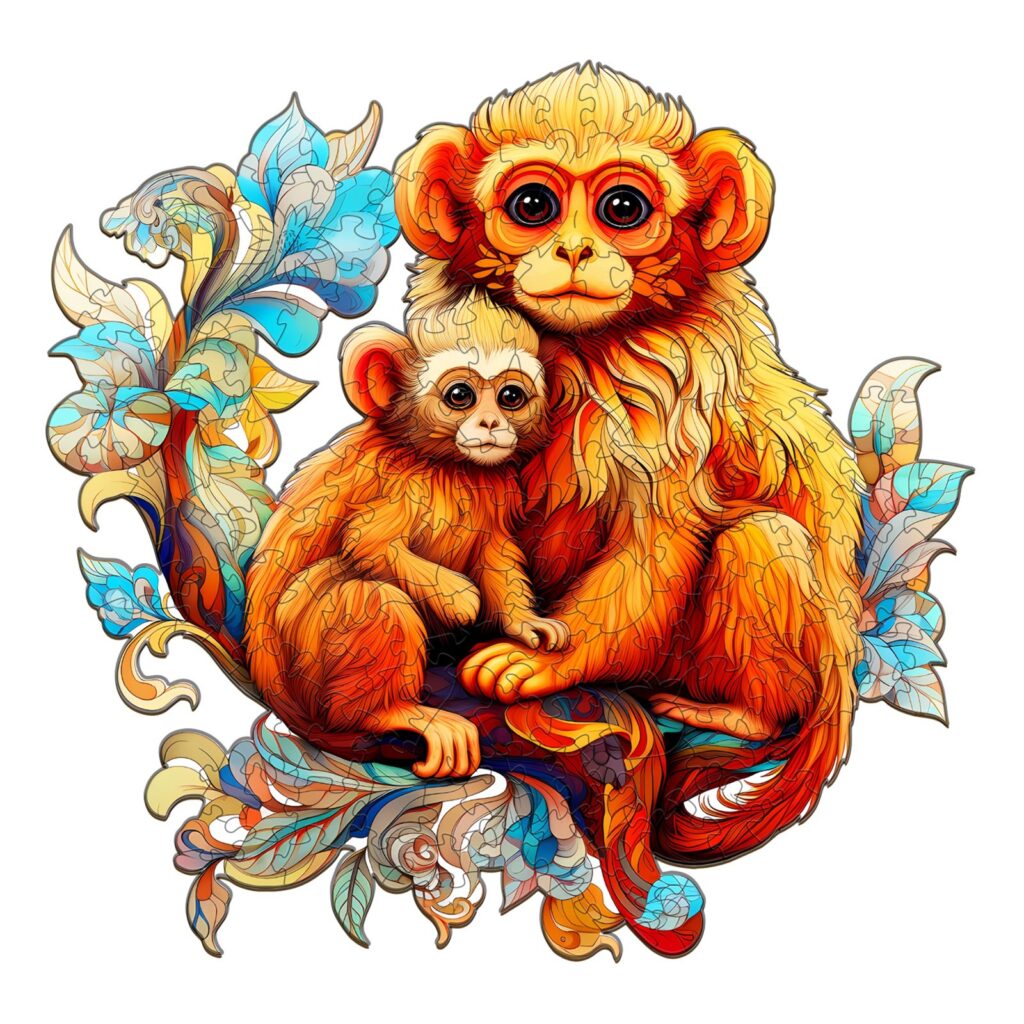 Wooden Jigsaw Puzzle-Rhinopithecus Family 66d586040ebd8