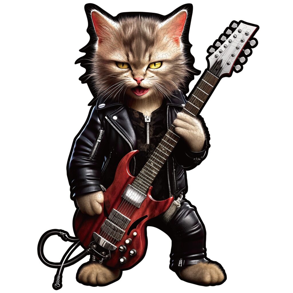 Wooden Jigsaw Puzzle-Rock Cat 66db055ccf470