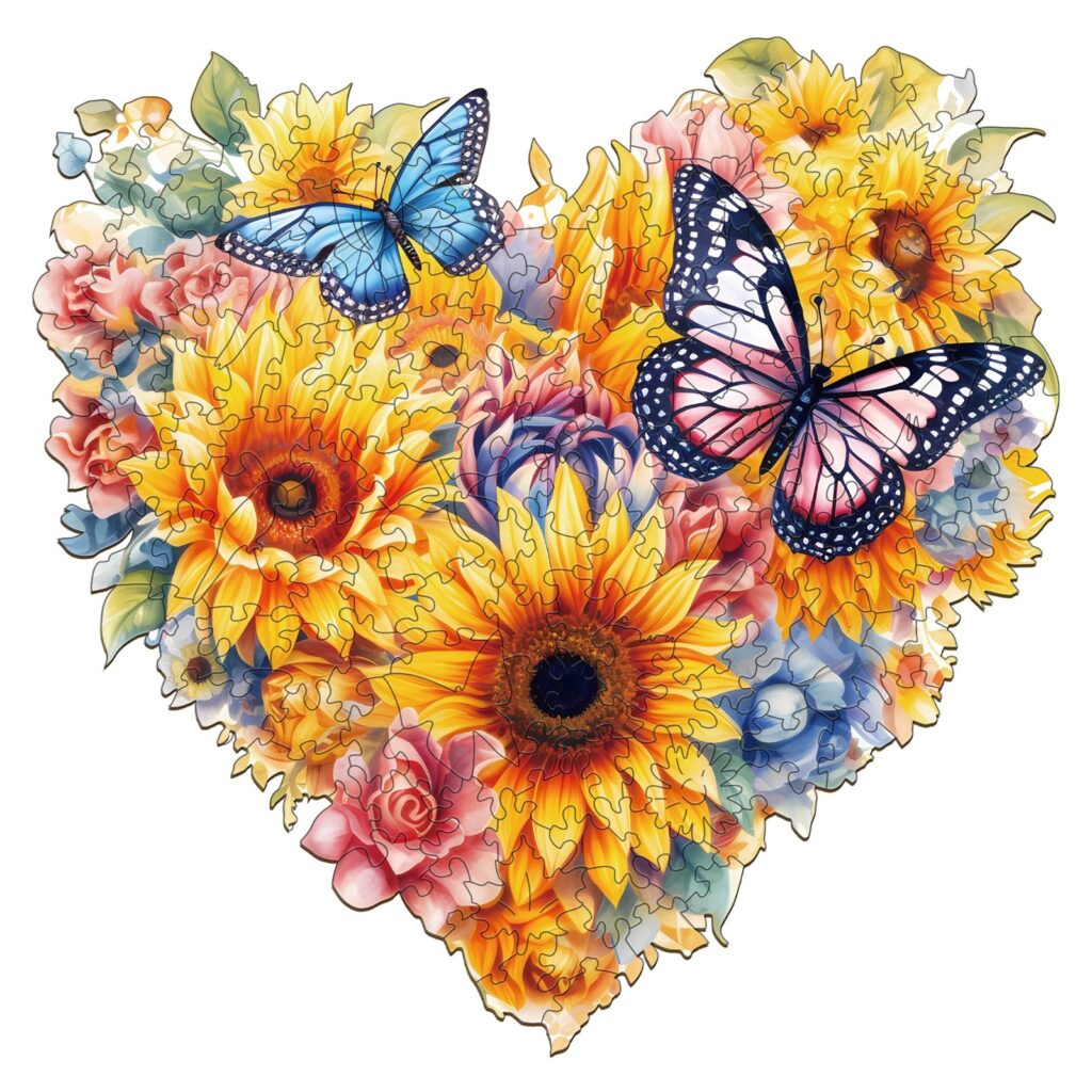 Wooden Jigsaw Puzzle-Sunflower and Butterfly 66d41d846e495