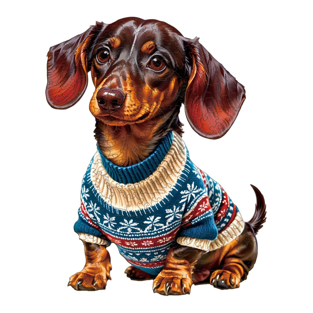 Wooden Jigsaw Puzzle-Trendy Dachshund 66d87b5c30625